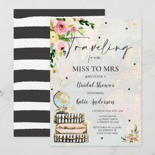 Reise von Miss zu Mrs. Brautparty Map Bride Einladung