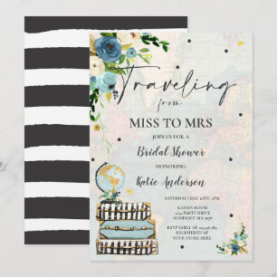 Reise von Miss zu Mrs. Brautparty Map Bride Einladung