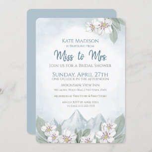 Reise von Miss zu Mrs. Mountain Brautparty Einladung