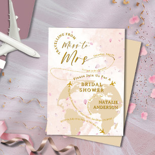 Reise von Miss zu Mrs. Petals Brautparty Einladung
