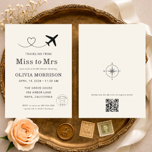 Reise Von Miss zu Mrs QR Code Junggesellinnenabsch Einladung