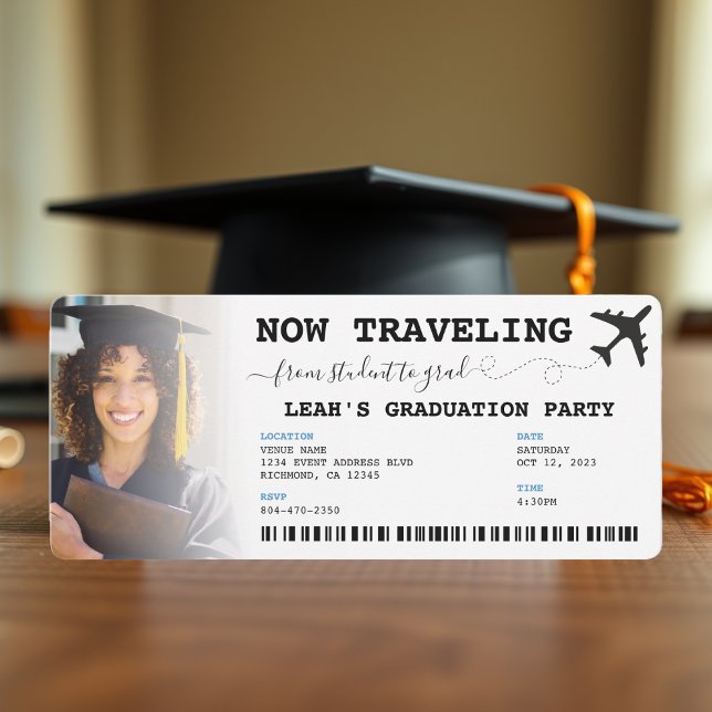 Reise von Student zur Grad-Grad-Party Einladung (Traveling from Student to Grad Graduation Party Invitation
)