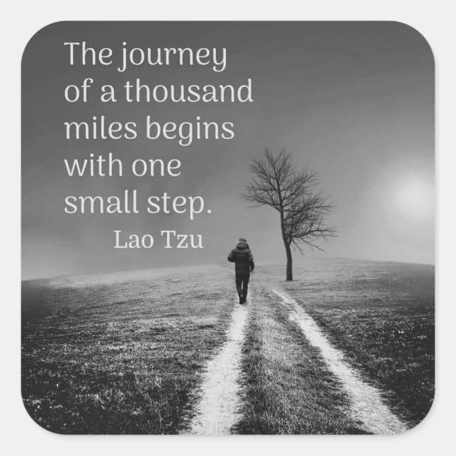 Reise von tausend Meilen Quadratischer Aufkleber (Vorderseite)