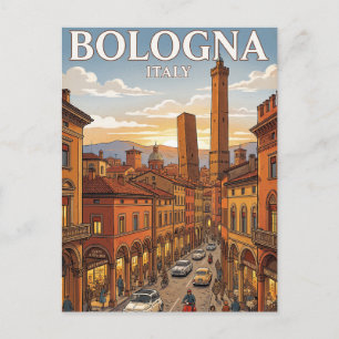 Reise-Wandbild im Vintage-Stil Bologna, Italien Feiertagspostkarte
