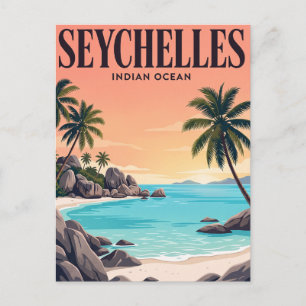 Reise-Wandkarte im Vintage-Stil Seychellen Postkarte
