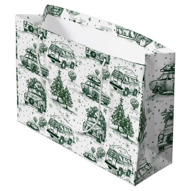 Reise Weihnachtsgeschenk Tasche | grün Große Geschenktüte (Rückseite Schrägansicht)