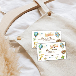 Reise Welt Flugzeug Windel Raffle Baby Shower Begleitkarte