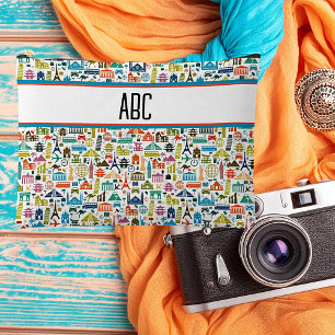 Reise Welt Thema Monogramm Zubehörtasche