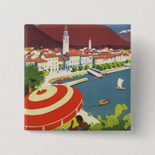 Reise-Werbe-Kunst Schweiz im Vintage-Stil Button