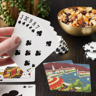 Reise-Werbekunst im Vintage-Stil für die Schweiz Spielkarten