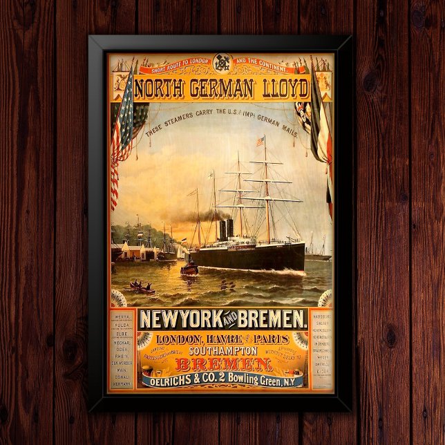 Reise-Werbung für alte Dampfer Poster (Von Creator hochgeladen)