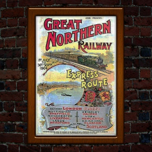 Reise-Werbung für Vintage-Express-Strecken-Zug Poster