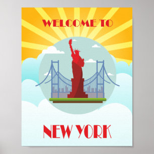 Reise Willkommen in New York Vintage Poster