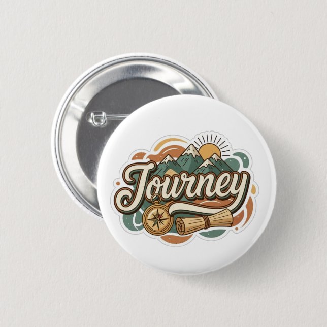 Reise zu Bergen und Abenteuer-Typografie  Button (Vorne & Hinten)