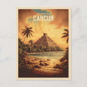 Reise zu den Mayinen Ruinen am Strand von Cancun,  Postkarte