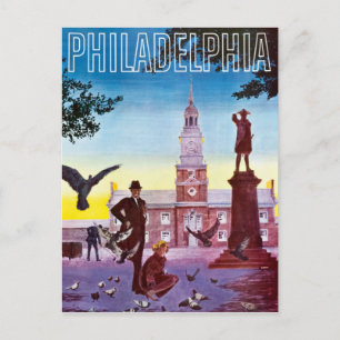 Reise zu Vintage-Tauben in Philadelphia Postkarte