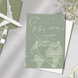 Reise zum Brautparty Sage Green Petals Einladung
