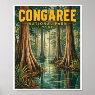 Reise zum Congaree-Nationalpark im Vintage-Stil Poster