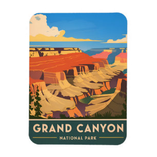 Reise zum Grand Canyon National Park im Retro-Stil Magnet