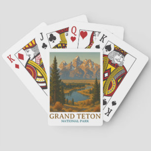 Reise zum Grand Teton National Park im Vintage-Sti Spielkarten
