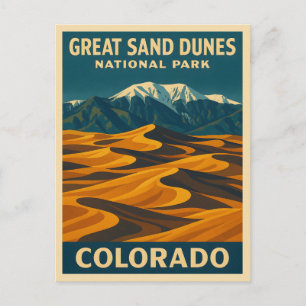 Reise zum Great Sand Dunes National Park im Vintag Postkarte