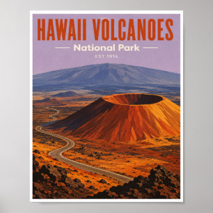 Reise zum Hawaii Volcanoes National Park im Vintag Poster