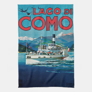 Reise zum Lago di Como im Vintage-Stil Geschirrtuch