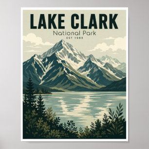 Reise zum Lake Clark National Park im Vintage-Stil Poster