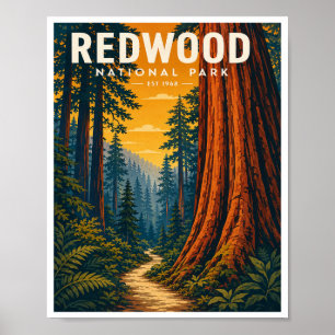 Reise zum Redwood National Park im Vintage-Stil Poster