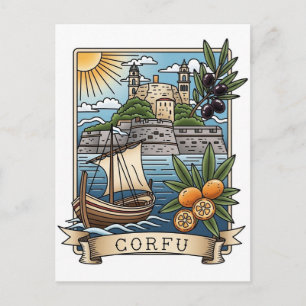 Reise zum Sonnenuntergang auf Korfu Griechenland Postkarte