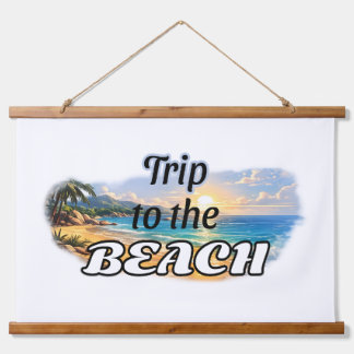 Reise zum Strand Tropischer Sonnenuntergang Flucht Wandteppich Mit Holzrahmen