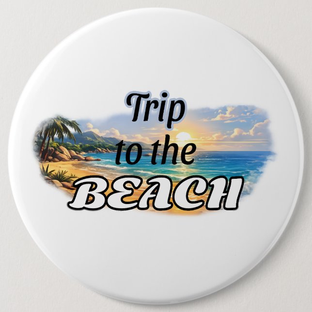 Reise zum Strand Tropisches Sonnenuntergangs-Escap Button (Vorderseite)