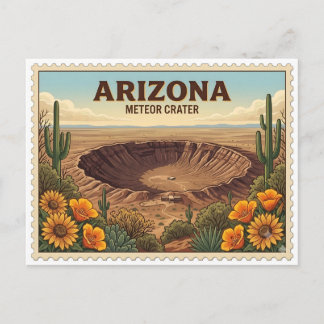 Reise zum Vintage Arizona Meteor Crater in der Wüs Postkarte