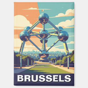 Reise zum Vintage Atomium in Brüssel Belgien Magnet