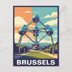 Reise zum Vintage Atomium in Brüssel Belgien Postkarte