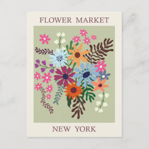 Reise zum Vintage-Blumenmarkt in New York City Postkarte