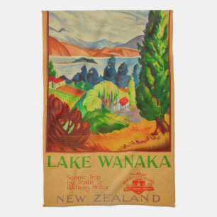 Reise zum Vintage Lake Wanaka Neuseeland Geschirrtuch