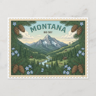 Reise zum Vintage Montana Big Sky Mountain Resort Postkarte