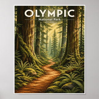 Reise zum Vintage Olympic National Park Poster