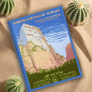 Reise zum Vintage Retro Zion National Park Notizbuch