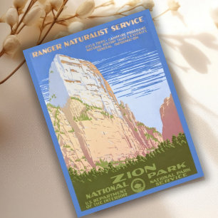 Reise zum Vintage Retro Zion National Park Postkarte