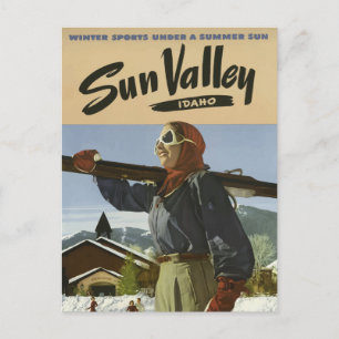 Reise zum Vintage Sun Valley Idaho Skiresort Postkarte