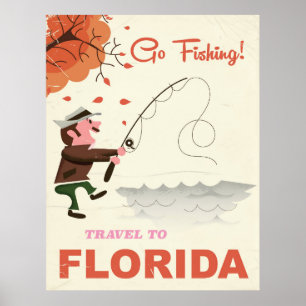 Reise zum Vintagen Fischendruck Floridas Poster