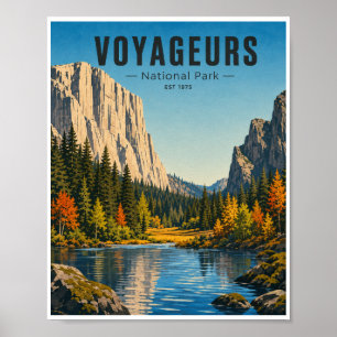 Reise zum Voyageurs National Park im Vintage-Stil Poster