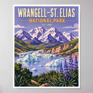 Reise zum Wrangell St Elias Nationalpark im Vintag Poster