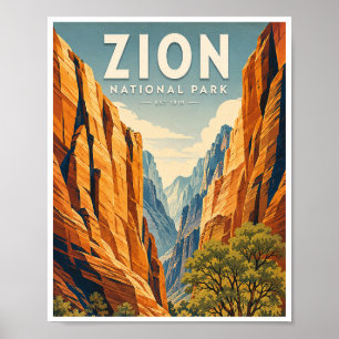 Reise zum Zion National Park im Vintage-Stil Poster