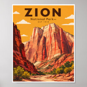 Reise zum Zion National Park im Vintage-Stil Poster