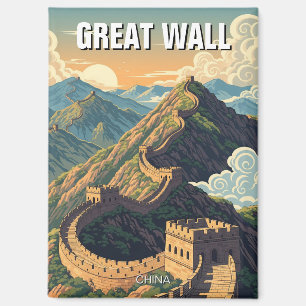 Reise zur Chinesischen Mauer im Vintage-Stil Magnet