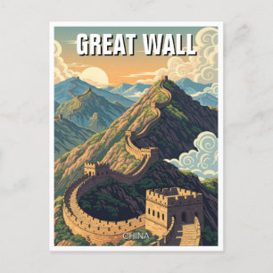 Reise zur Chinesischen Mauer im Vintage-Stil Postkarte