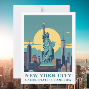 Reise zur Freiheitsstatue im Vintage-Stil New York Postkarte